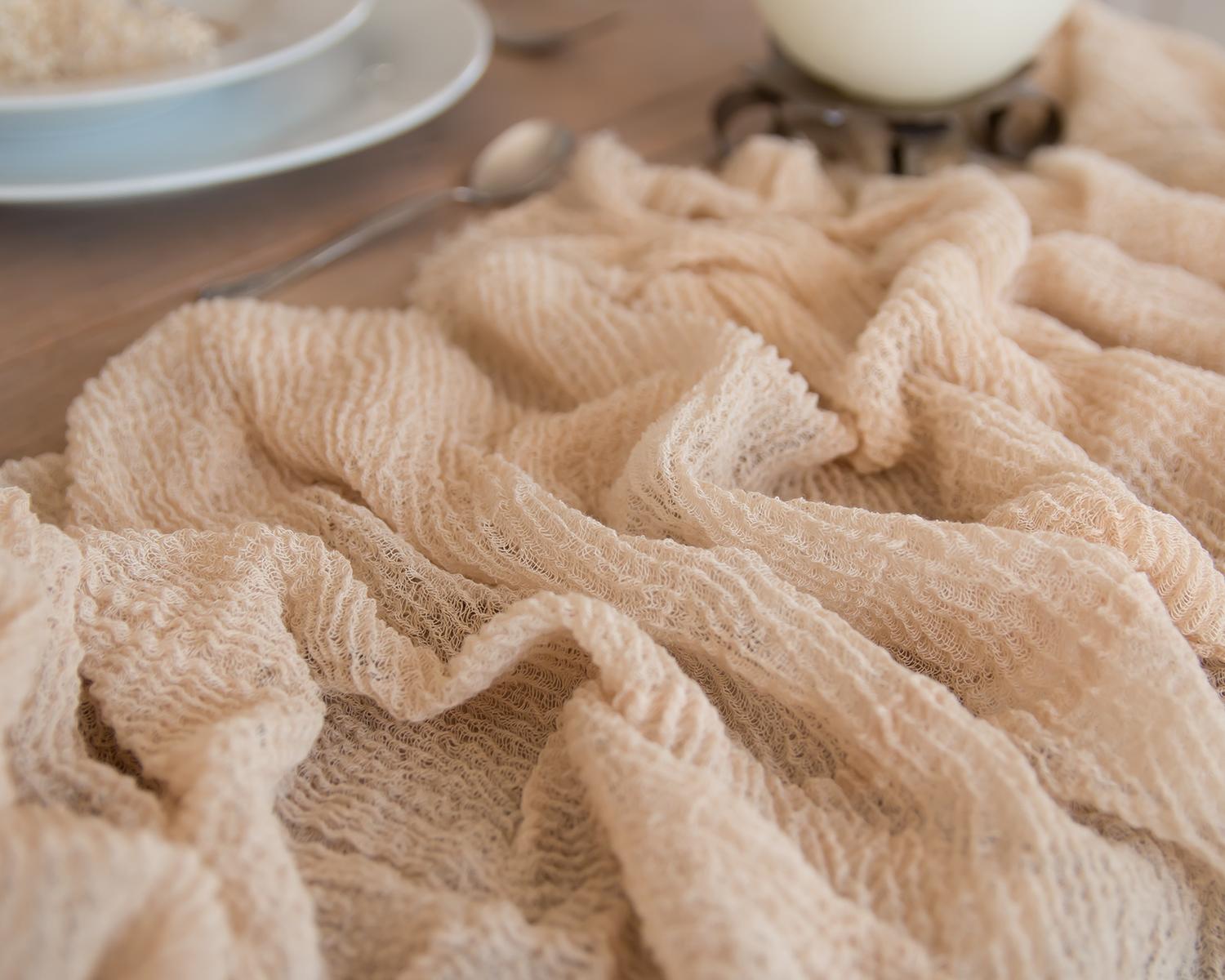 Gauze / Cheesecloth Table Runner Ivory